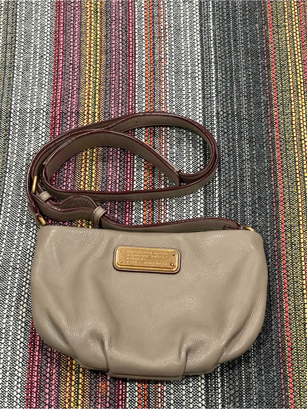 Marc By Marc Jacobs Gray Pebbled Leather Zipper Closure Small Crossbody Bag
